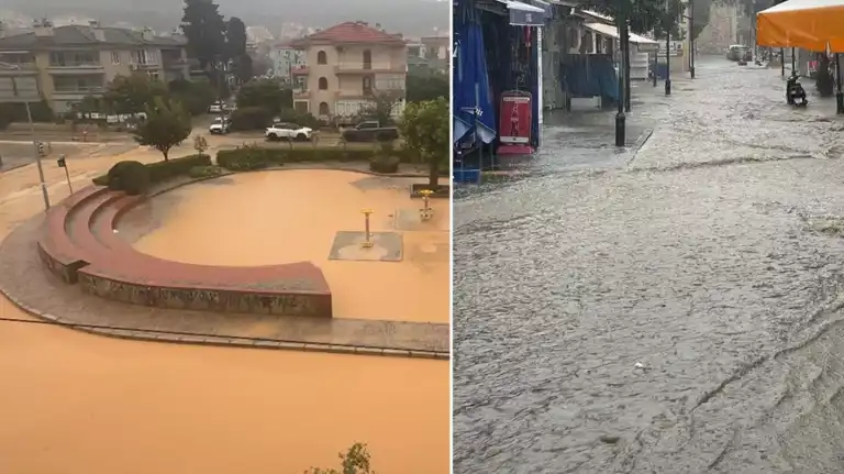 Ege Bölgesi'nde Şiddetli Yağış: Pazar Yeri Sular Altında!